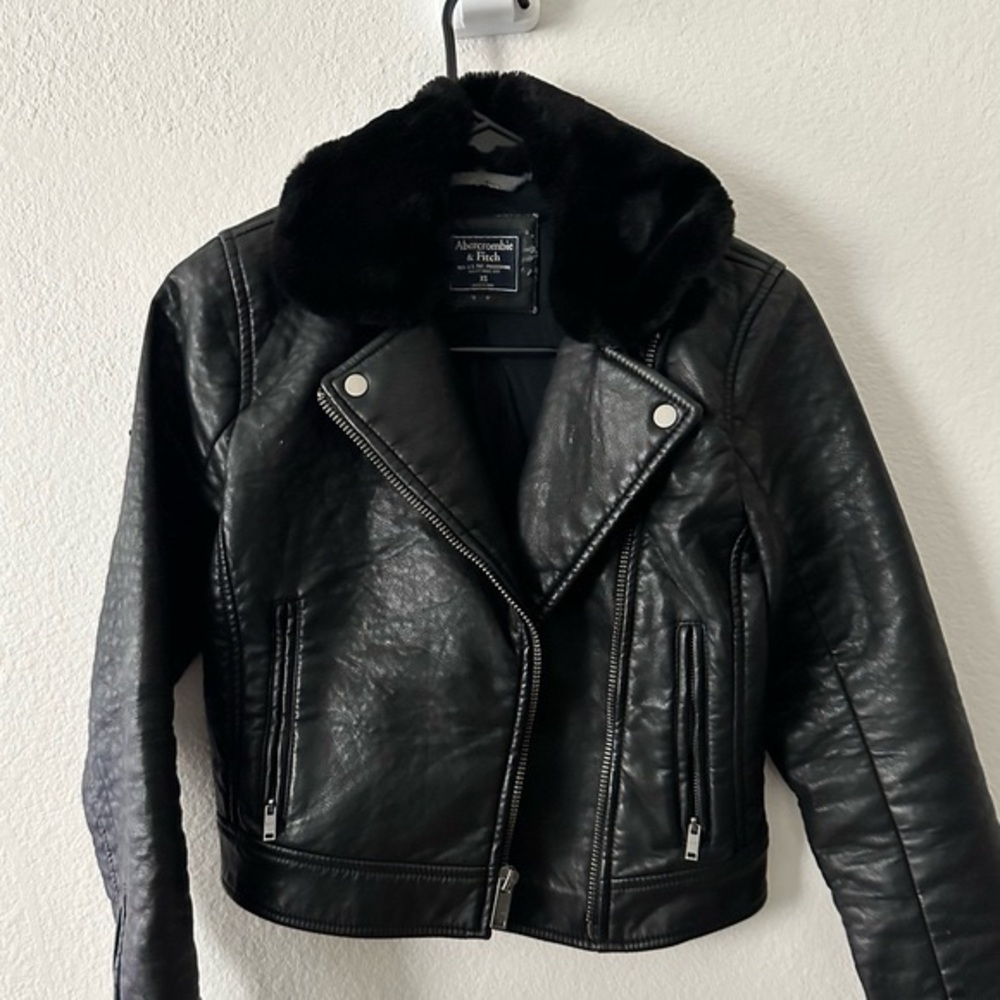 Abercrombie & Fitch Black Leather Biker Jacket